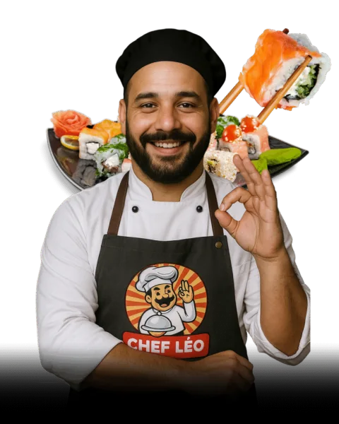 Chef Léo Martins, professor do Sushi do Léo, em retrato publicado na página do curso