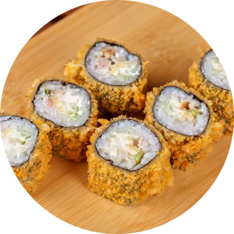Hot rolls empanados, na imagem de pratos quentes do curso